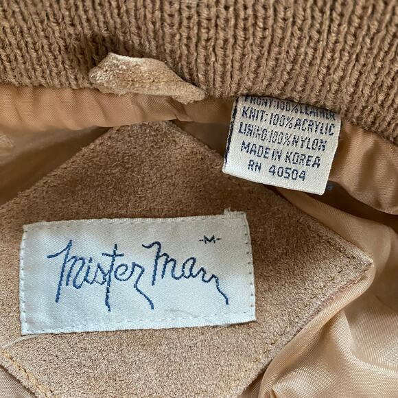 Mister Marr Men's M Vintage Tan Suede & Sweater Knit Jacket Full Zip - Picture 6 of 7